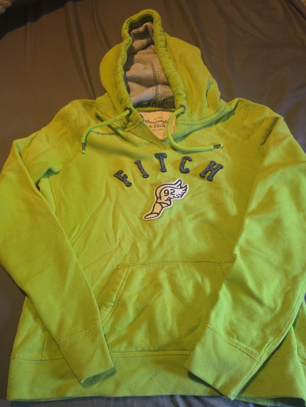 Vintage Y2K Abercrombie & Fitch Neon Lime Pullover Hoodie with FITCH Crest